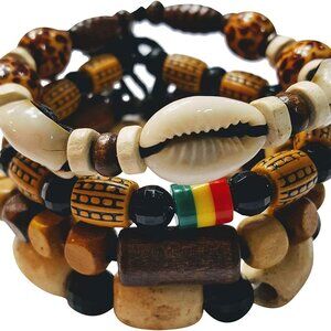 Adjustable African Beaded Bracelets and Necklaces Set Men Women Multi Layer Ethn